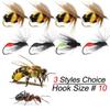 5/10/15Pcs Artificial Insect Ant/Bee/Mosquito Fly Fishing Bait Salmon Flies Trout Dry Fly Fishing Lure Fishing Hook