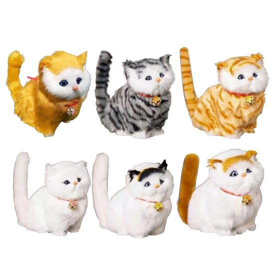 Realistic Meowing Kitten Plush Toy Soft Stuffed Kitten Model with Bamboo Charcoal Sleeping Cat Plushie for Air Purification Christmas Birthday Gift