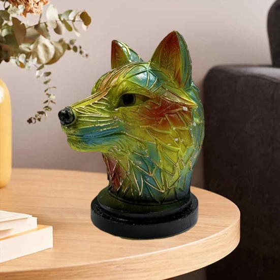 Красочный витражный ночник из смолы с животными, кошка, лошадь, слон, дельфин, лев, петух, сова, волк, настольная лампа, украшение дома