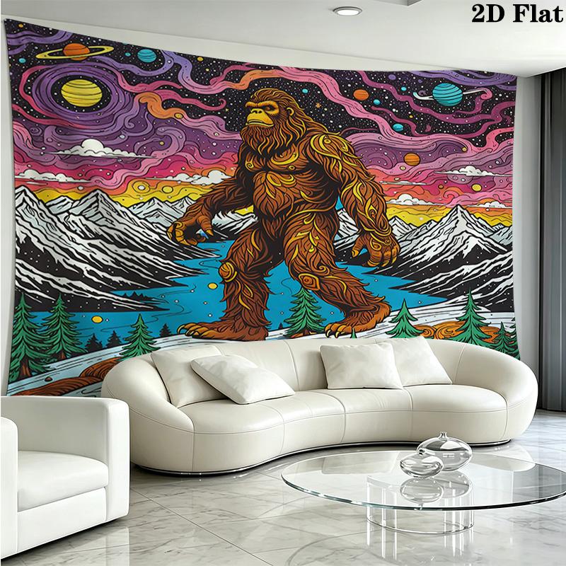 Bigfoot Wall Tapestry Aesthetic Wall Hanging Printed Fabric Blanket Decorative Tapestries for Bedroom Living Room Home Decor