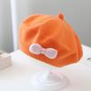Fashion Baby Hat Solid Color Flower Girls Warm Beret Vintage Knitted Beret Hat Kids Autumn Winter Children Artist Painter Cap