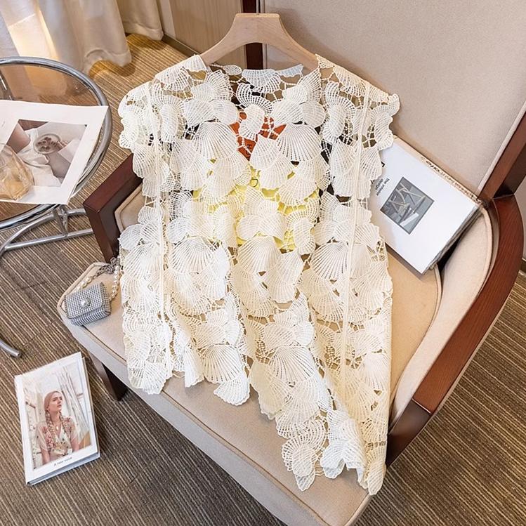 DIMANAF 2025 Новая Летняя Женская Майка Футболка Без Рукавов Базовые Топы Кружевные Футболки Повседневные Свободные Футболки