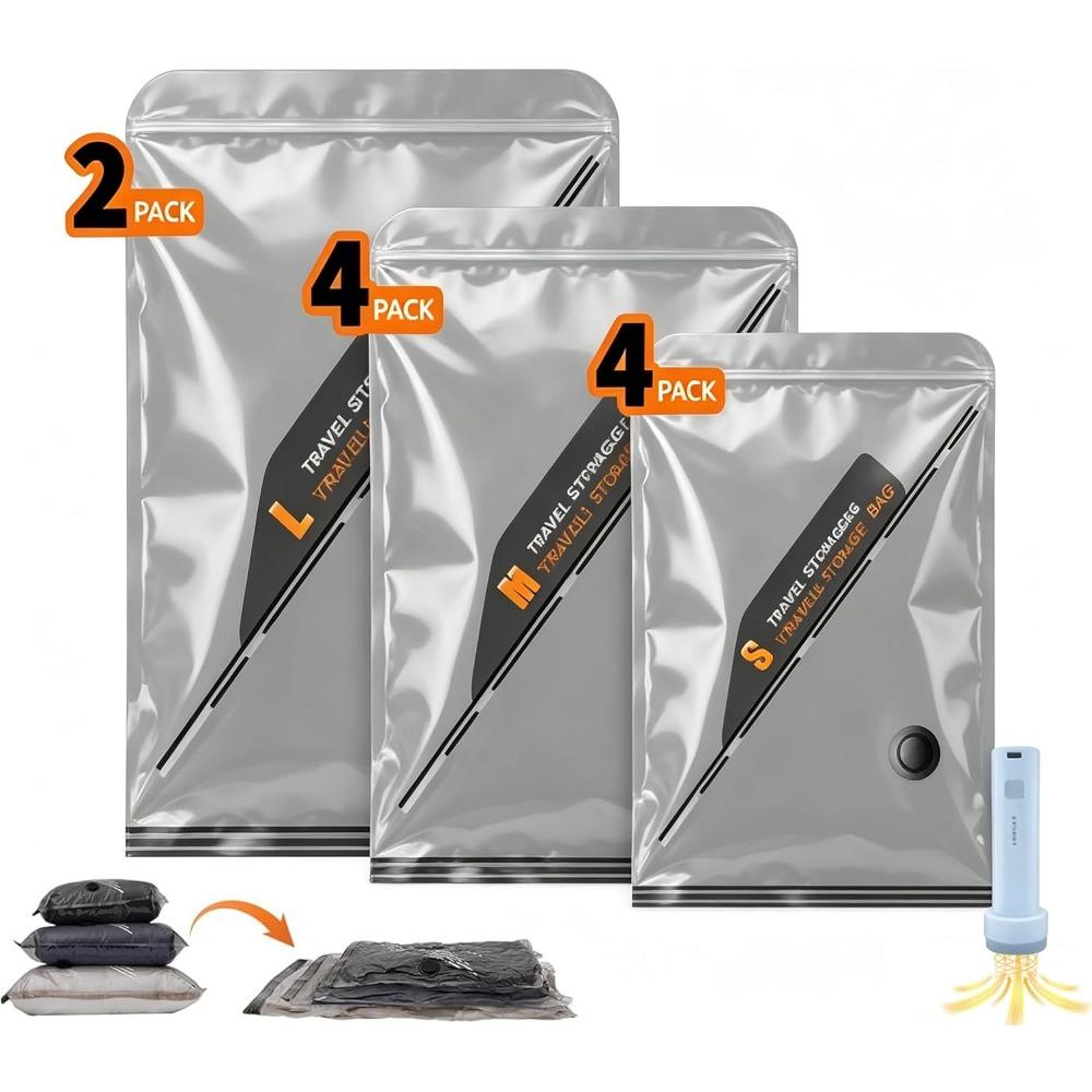 Travel Vacuum Bags with Cordless Electric Pump, 2026 Upgraded Portable Space Saver Bags, Carry-on Compression for Luggage & Seasonal Storage (10)