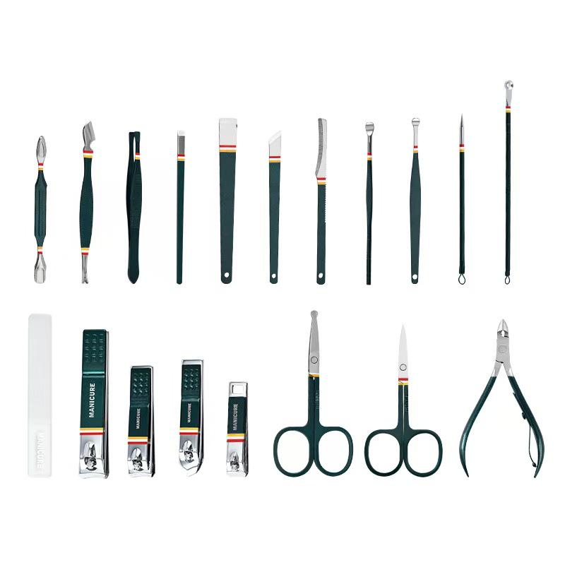 Премиальный маникюрный набор из 19 предметов из нержавеющей стали с кусачками для ногтей «Орлиный клюв»