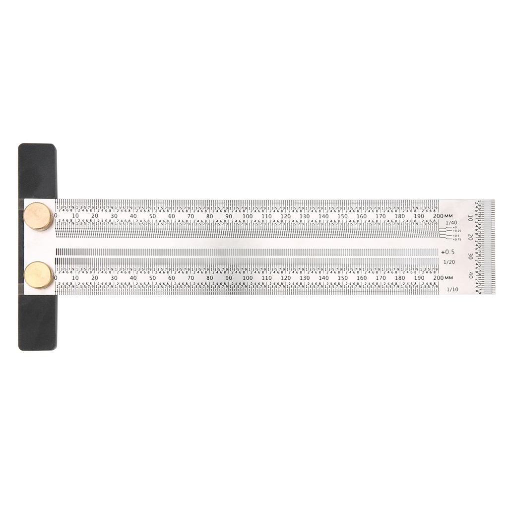 200mm Woodworking Stainless Steel T Ruler Marking Ruler DIY Measuring Scribe Line Tool