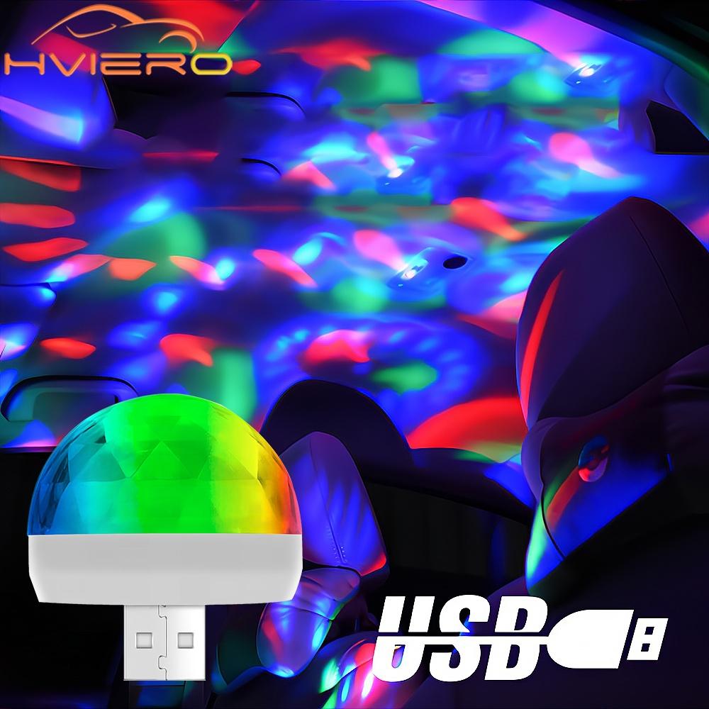 Автомобильный USB Ambient Light DJ RGB Mini Красочный музыкальный звуковой свет USB-C Интерфейс Apple Интерфейс Праздничная вечеринка Караоке