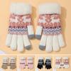 Winter Touchscreen Gloves Men Women Deer Pattern Knitted Warm Gloves Fleece Lined Thick Gloves with Fuzzy Cuffs for Indoor Outdoor Cycling