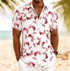 Men's Circular Leaf Print Short Sleeve Shirt, Spring Summer Minimalist Casual Vacation Blouse, Loose Casual Top