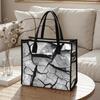Crack Pattern Canvas Tote Bag Casual Large Capacity Shoulder Handbag for Daily Shopping Commute