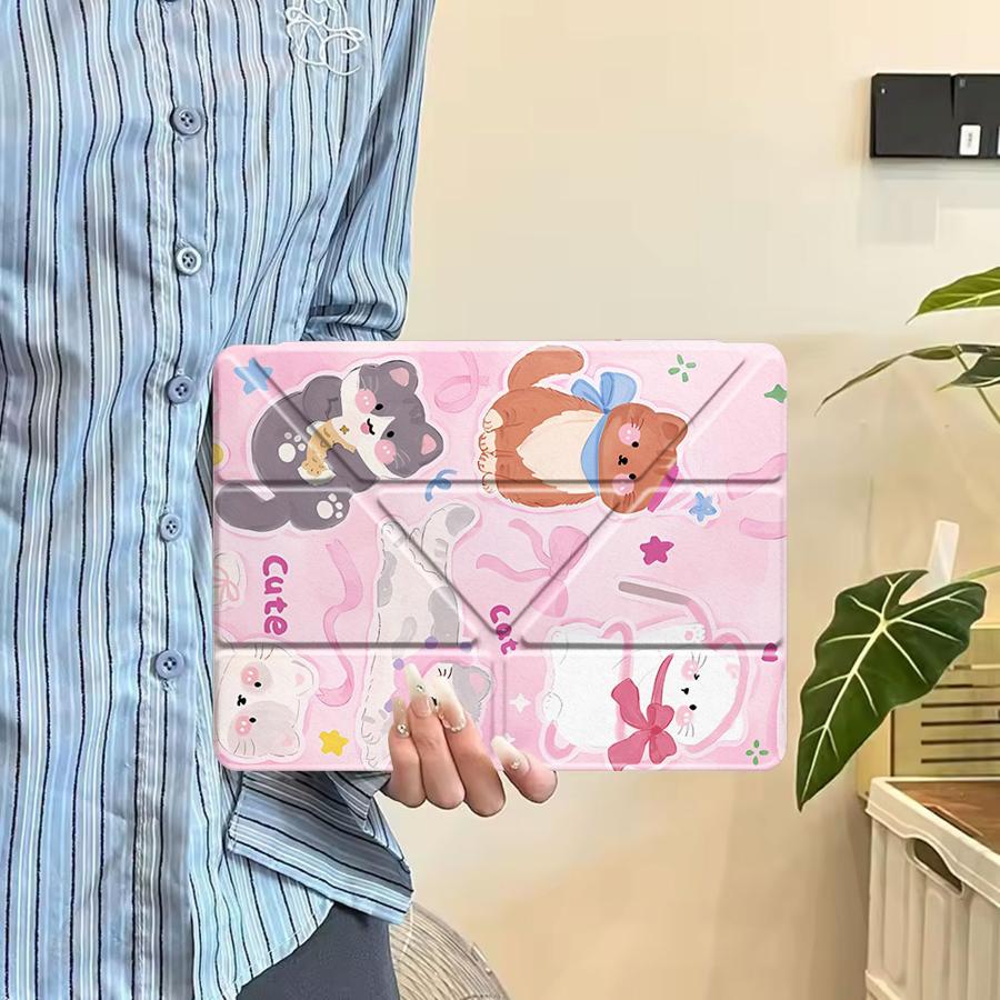 Чехол для планшета для iPad Air 4 5 M3 M2 1 2 M4 11 дюймов Pro 2025 Pro 11-го 10-го 9-го 8-го 7-го 12,9 дюйма Mini 6 7 Держатель Обложка Три кота
