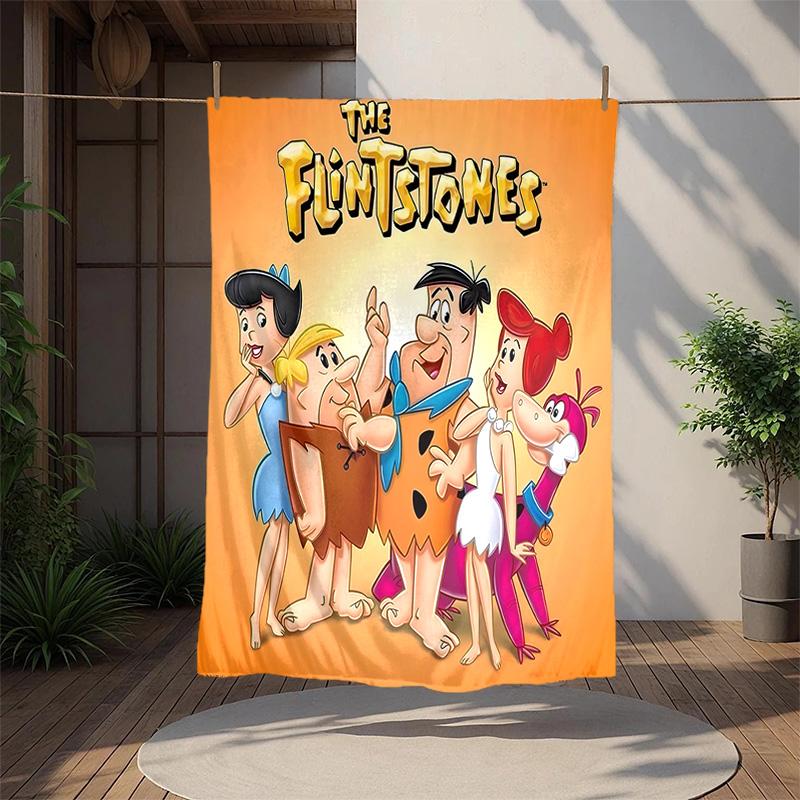 Flintstones Flannel Blanket Soft Warm All-Season Throw, Design for Camping, Car Travel, Hiking Sofa, Bed, Office Perfect Gift for Parties