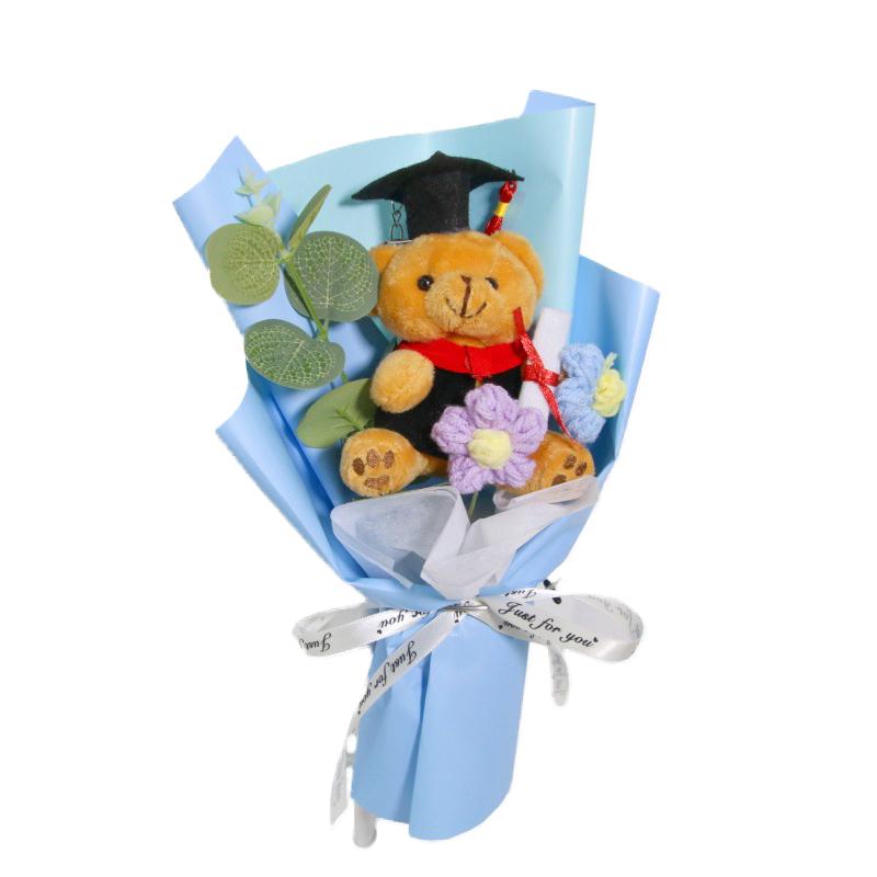 Выпускной сезон вязаный пуховый орнамент бант лента декоративный мультяшный медведь реквизит для фотосессии букет креативный подарок аксессуары