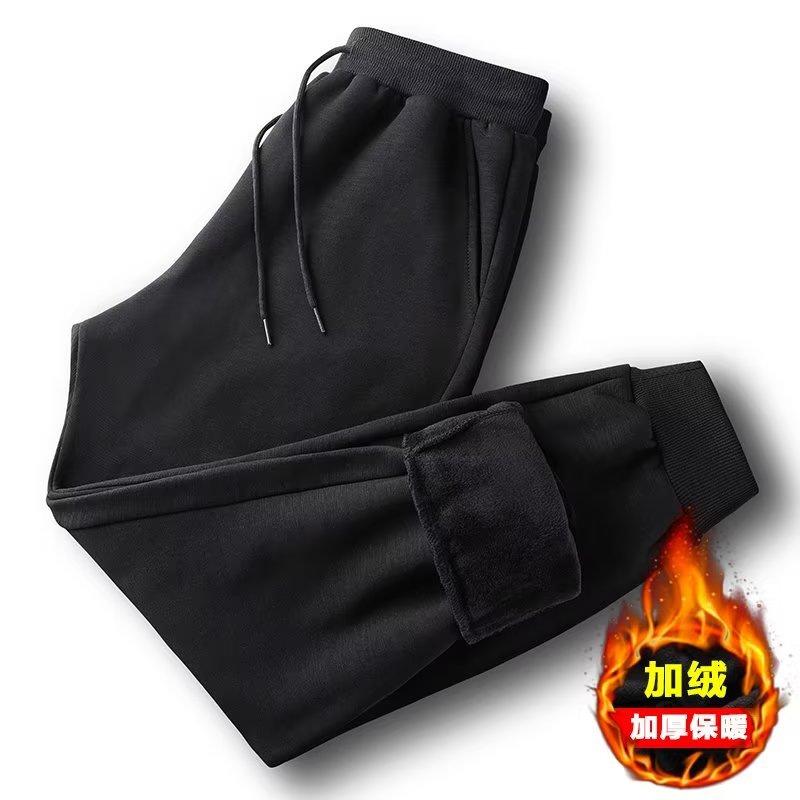 Casual Pants Men's Autumn and Winter Large Size Gram Lamb Fleece Warm Fleece Thickened Tie Sports Pants