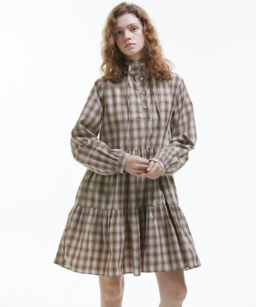 Manavis Seven Hooded Tiered Dress [Beige]