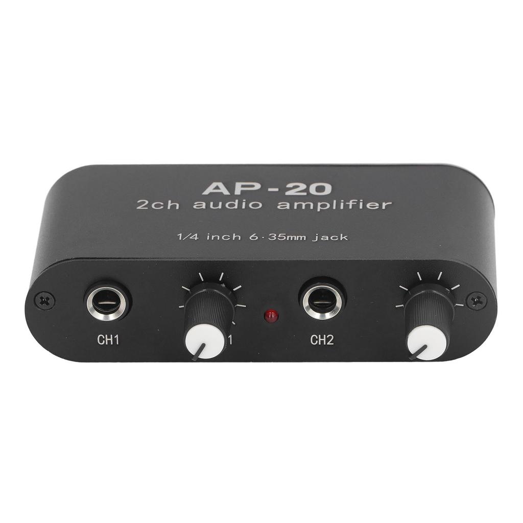 Independent Dual Channel Sound Preamplifier 1 4in 6.35mm 0 To 20db Gain Sound Amplifier Amp for Mic Instrument DC5V‑12V