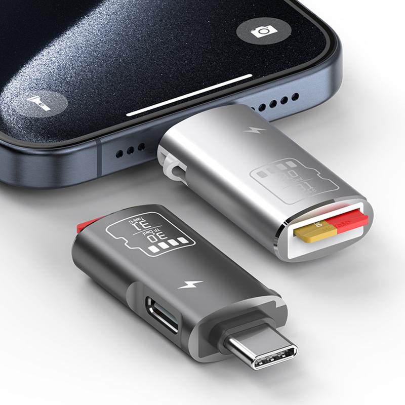 Высокоскоростной кард-ридер Micro SD TF Type-C для iPhone 15 Huawei Мобильного Телефона PD Зарядный Док-станция Кабель-адаптер