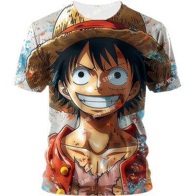 Популярная аниме-футболка One Piece, напечатанная на 3D-принтере, Япония Харадзюку Аниме Мужская футболка с коротким рукавом Косплей Футболка Луффи Мужская одежда Топ