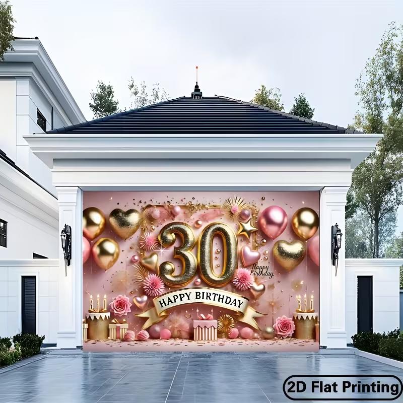 2D Flat Print 30th Birthday Photography Backdrop, Rose Gold Party Background