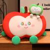 Green Apple Nap Pillow & Keychain Set: Red Apple Cushion for Sofa/Bed + Apple Pendant Keychain