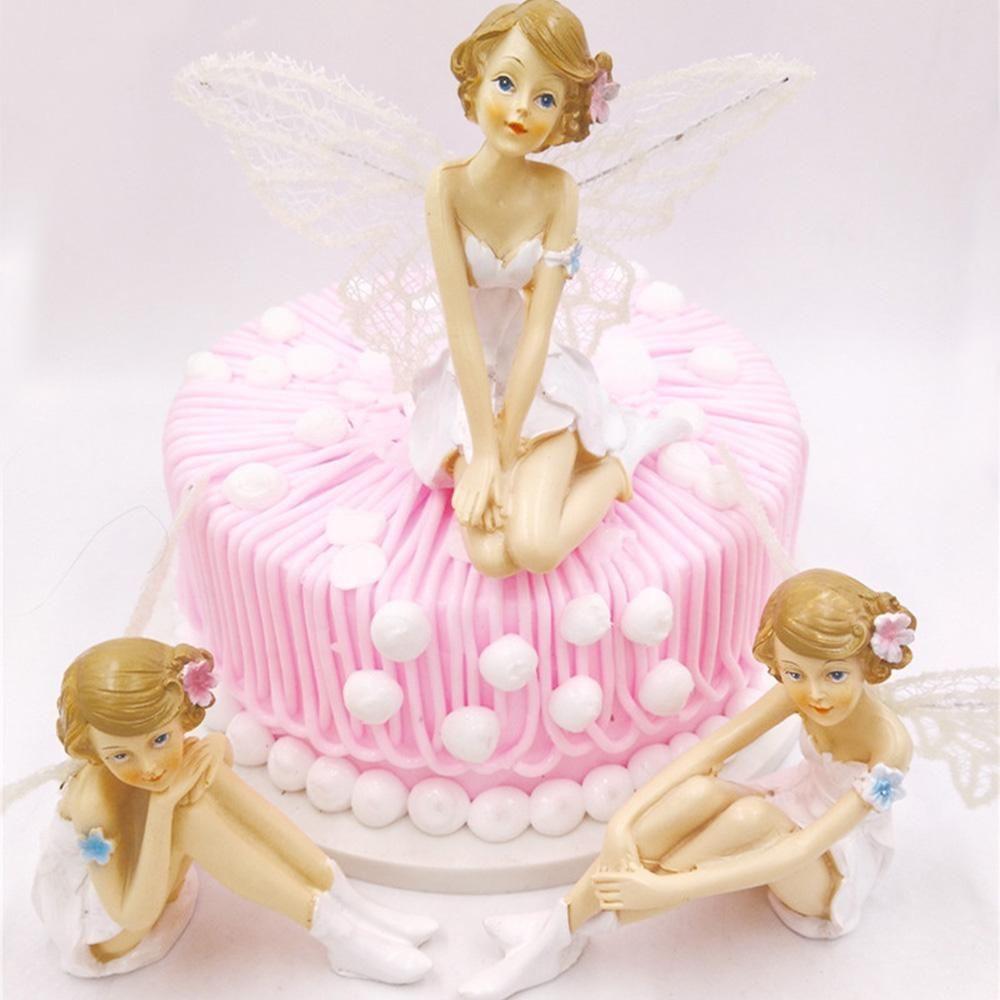 landscape Toy Figures Flower Ornaments  Flying Flower Fairy Garden Car Cake Decor White Angel Doll