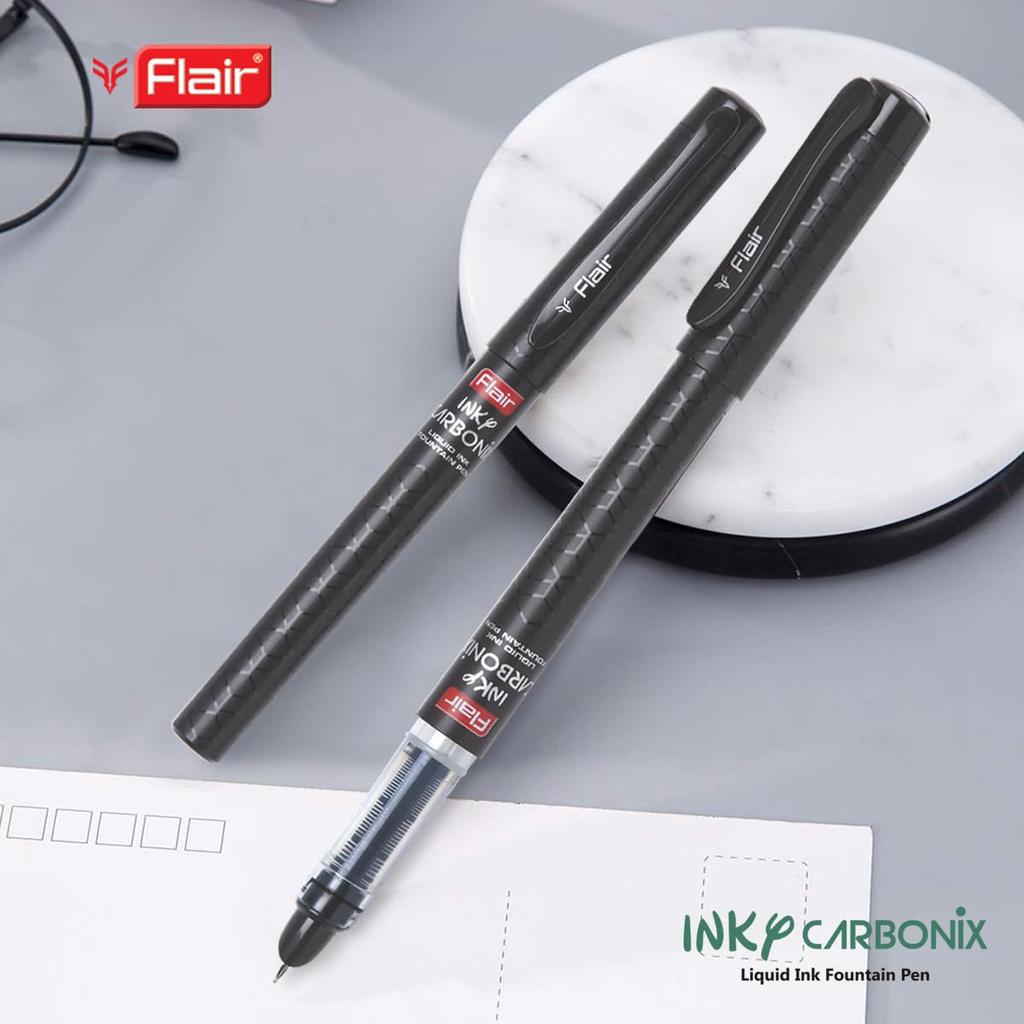 Flair Inky Series Carbonix Fountain Pen Set Blue Ink Pack Of 1X 6PC With Jumbo Cartridges For School Office Writing