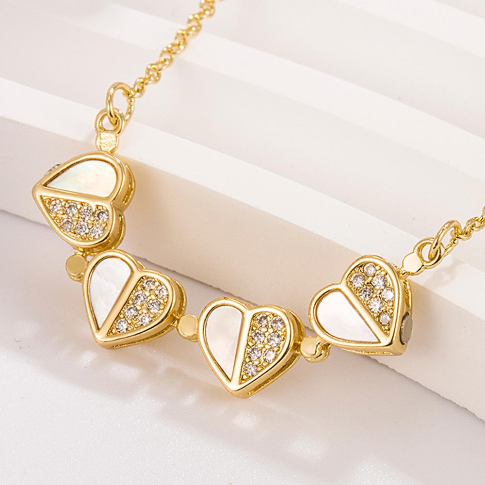 Женское ожерелье с подвеской в виде кристального четырехлистного клевера и сердца любви