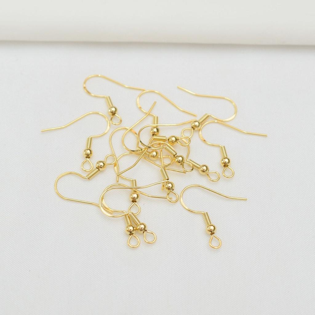 100pcs Color Retention 18K Bag, Gold Diy Ear Hook Accessories, Pure Copper U-Shaped Flattened With Beads,, Hooks, Accessories,, Ear Hooks.