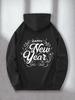 New Trendy Letter Pattern Design, Kangaroo Pocket Fashion Pattern, Front and Back Print Men's Comf