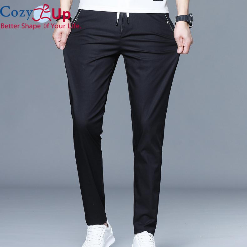 Cozy Up Новые мужские брюки с отделкой, повседневные брюки для мужчин, тонкие спортивные штаны из ледяного шелка, свободные брюки