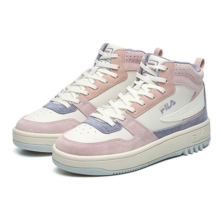 Fila Кожаные Ретро Повседневные Нескользящие Прочные Высокие Кеды для Скейтбординга Женские кроссовки Светло-Розовые F12W216205FWP