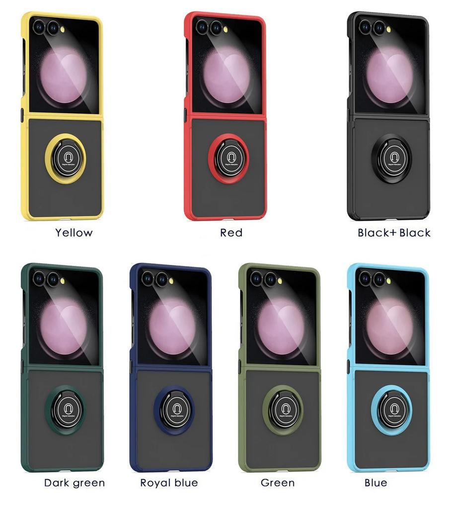 High-eng Rotatable Finger Ring Car Holder Phone Case for Samsung Galaxy Z Flip 7 6 5 4 Shockproof Protection Bracket Back Cover