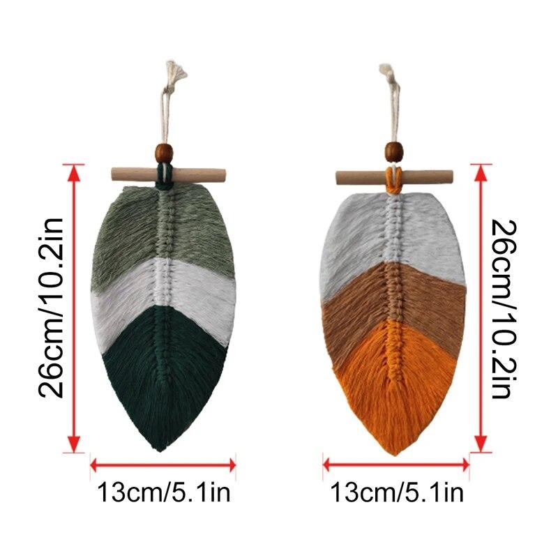 Богемный стиль плетеные листья настенный гобелен набор из 2 шт. украшение для дома хлопковая нить декоративные поделки подвески