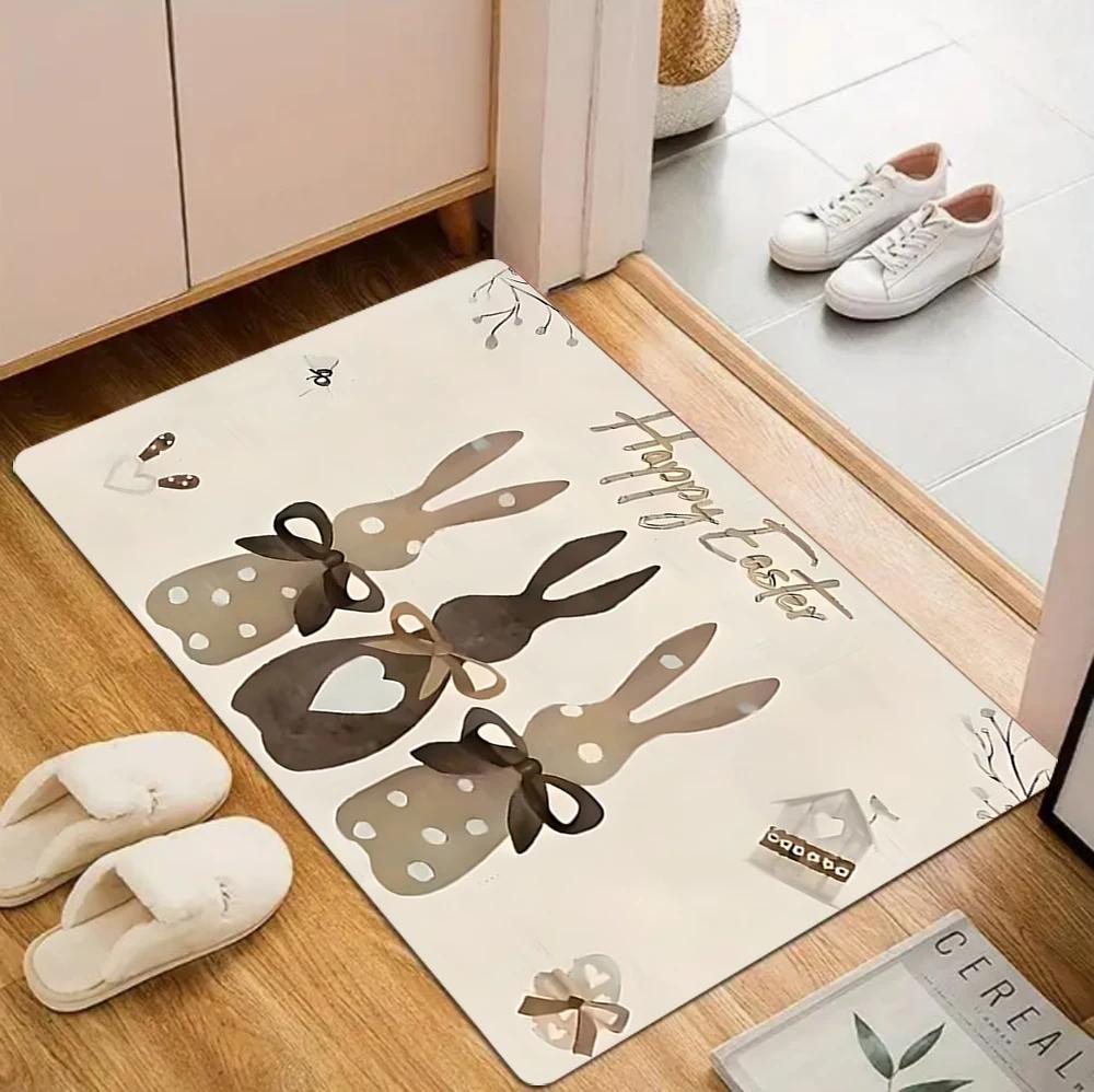 Easter Bunny Pattern Carpet Mat Rug Non-Slip Area Rug Home Decoration for Entryway Living Room Bedroom Decor Welcome Mat Mat