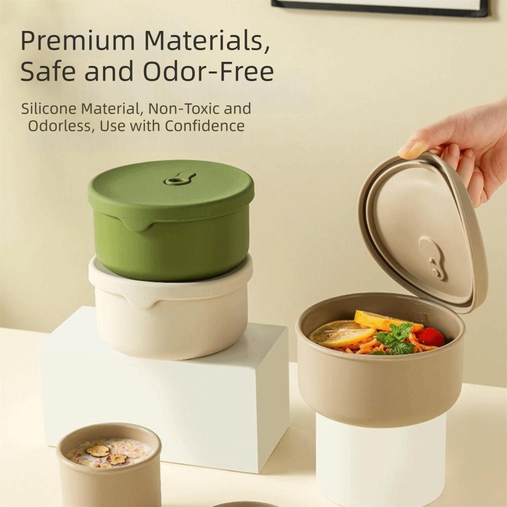 Large-Capacity Silicone Lunch Box Round Shape Food Storage Container For Students
