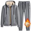 Winter Tracksuit Men Thick Warm Lamb Woolen Fleece Hooded 2 Piece Set Jacket+pants Sportswear