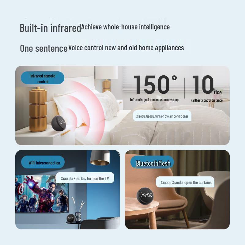 Baidu Xiaodu Smart LED Alarm Clock Speaker