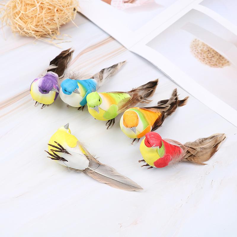1Pc Artificial Feather Fake Birds Nest Decorative Mini Swallows Home Garden Ornaments