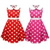 Sai Minnie Mouse Dress with Sleeveless Minnie Mouse Costume for Cosplay Headband, 2-Piece Kids, Halloween, Christmas, (RED, 120)