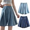 Women Casual Shorts High Waist Elastic Waistband Solid Color Shorts Solid Color Wide Leg Sport Shorts with Pockets