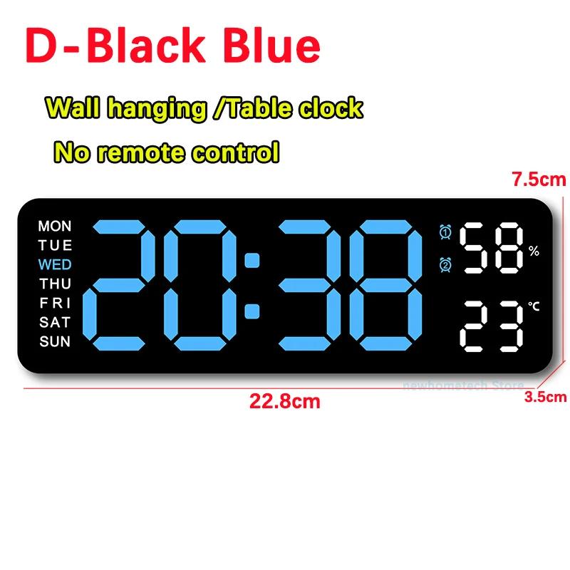Digital Wall Clock Large LED Screen Temperature Humidity Display Electronic Alarm Clock Creative Home Decoration Remote Control