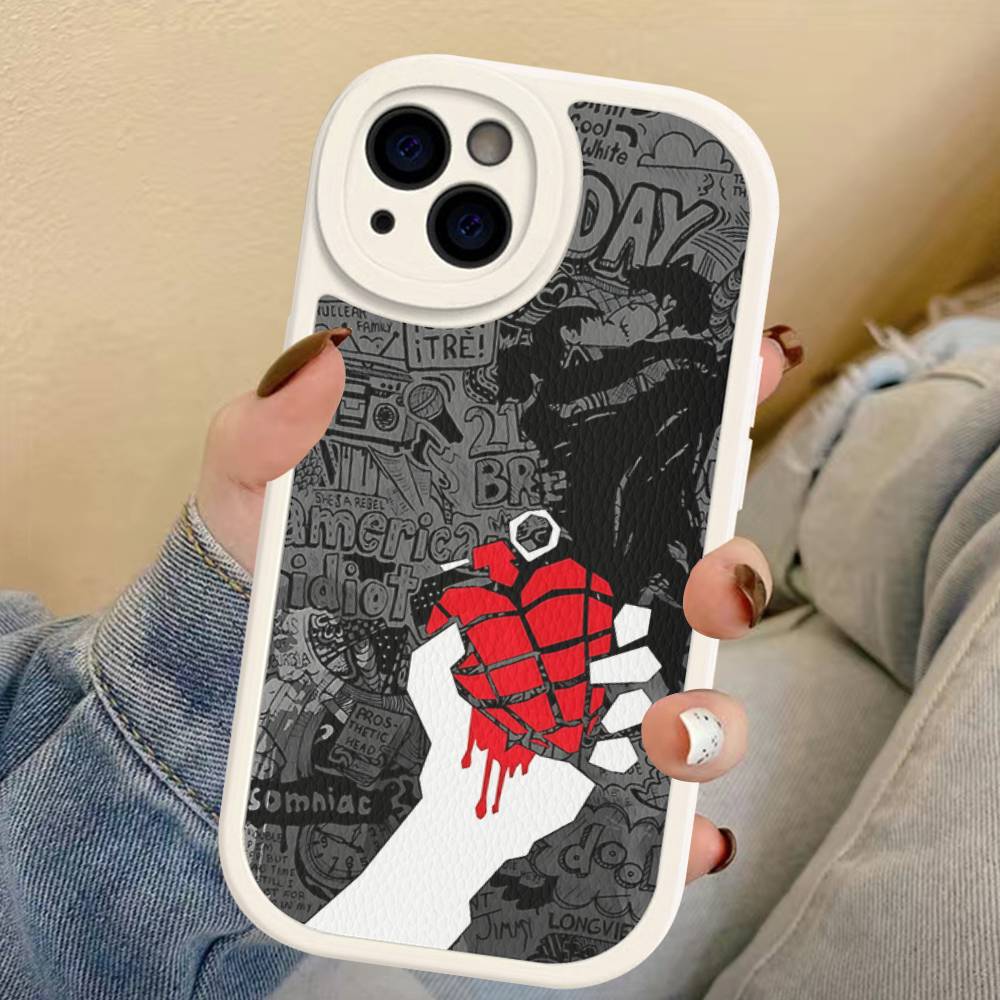 Rock Band G-Green Day Leather Phone Case For IPhone 15 14 13 Pro Max 12 11 16 Plus Phone Cover