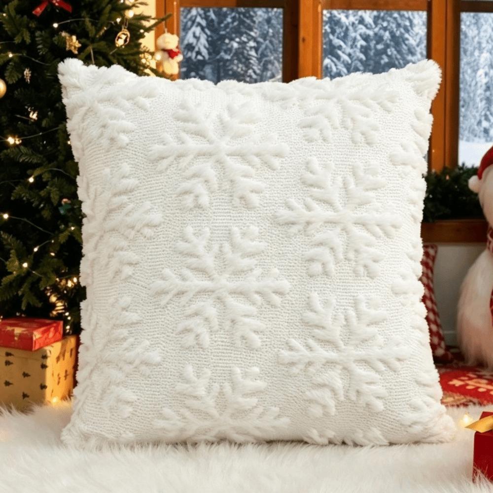 Plush Throw Cushion Case Soft Snowman Pillow Cover Holiday Pillowcase Santa Pillow Cover Sofa
