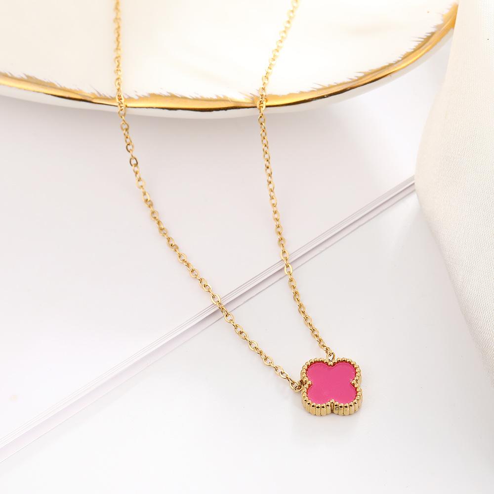 Модное двухстороннее ожерелье с четырьмя листочками клевера, простое бесцветное ожерелье Lucky Grass из титановой стали на ключицу, роскошное высококачественное женское ожерелье