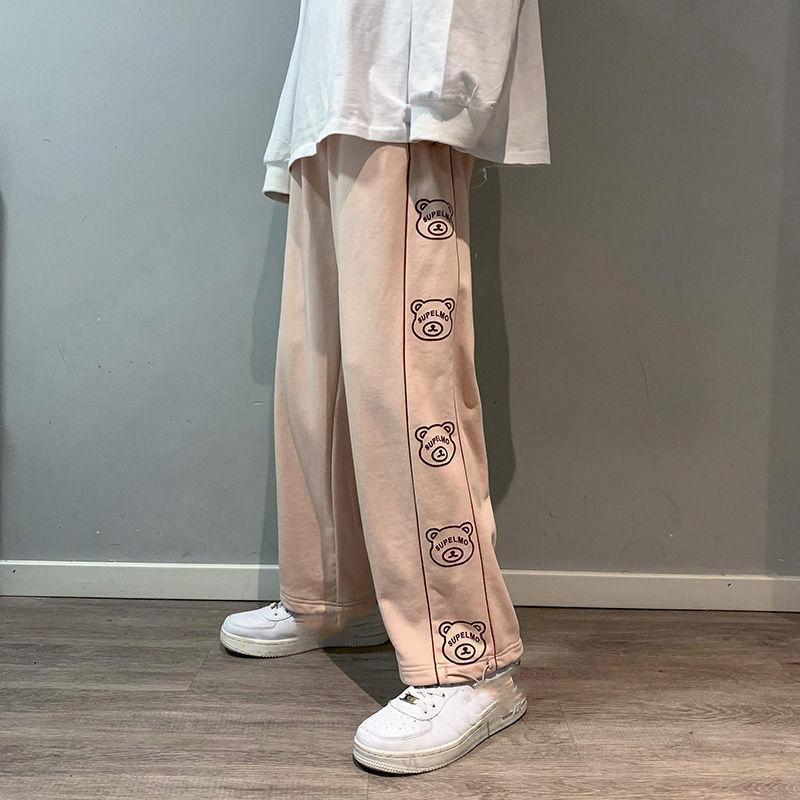 Розовые спортивные штаны, женские весенне-летние корейские прямые свободные брюки, тонкие универсальные брюки нишевого дизайна