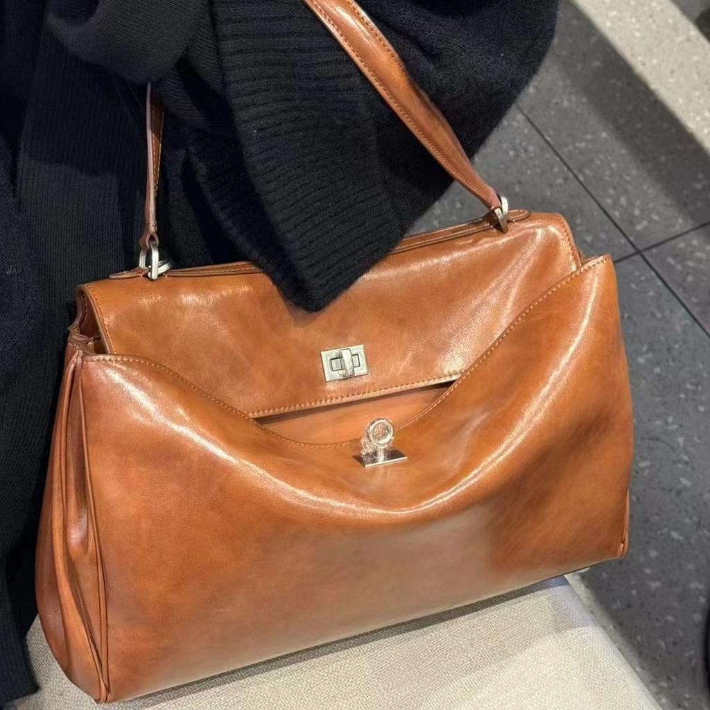 Вместительная сумка из коровьей кожи с замком родео в стиле ретро, из масляной вощеной коровьей кожи, повседневная, на одно плечо, кросс-боди