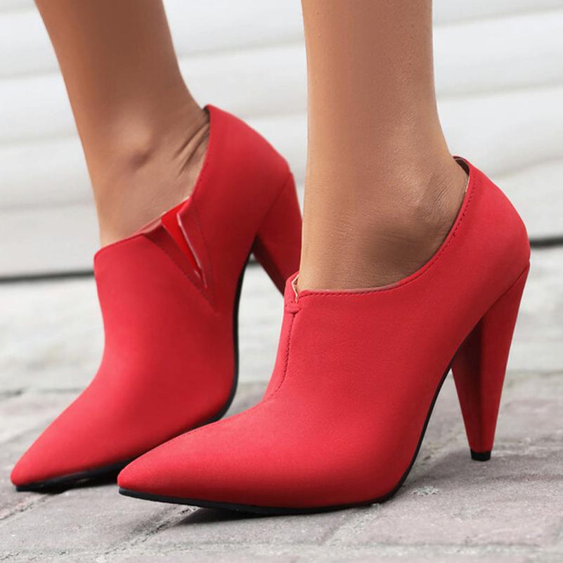 Женские туфли-лодочки, модные туфли на высоком каблуке с острым носком, вечерние, свадебные, пикантные весенне-осенние туфли, черные, красные, желтые, синие, размеры 34-43