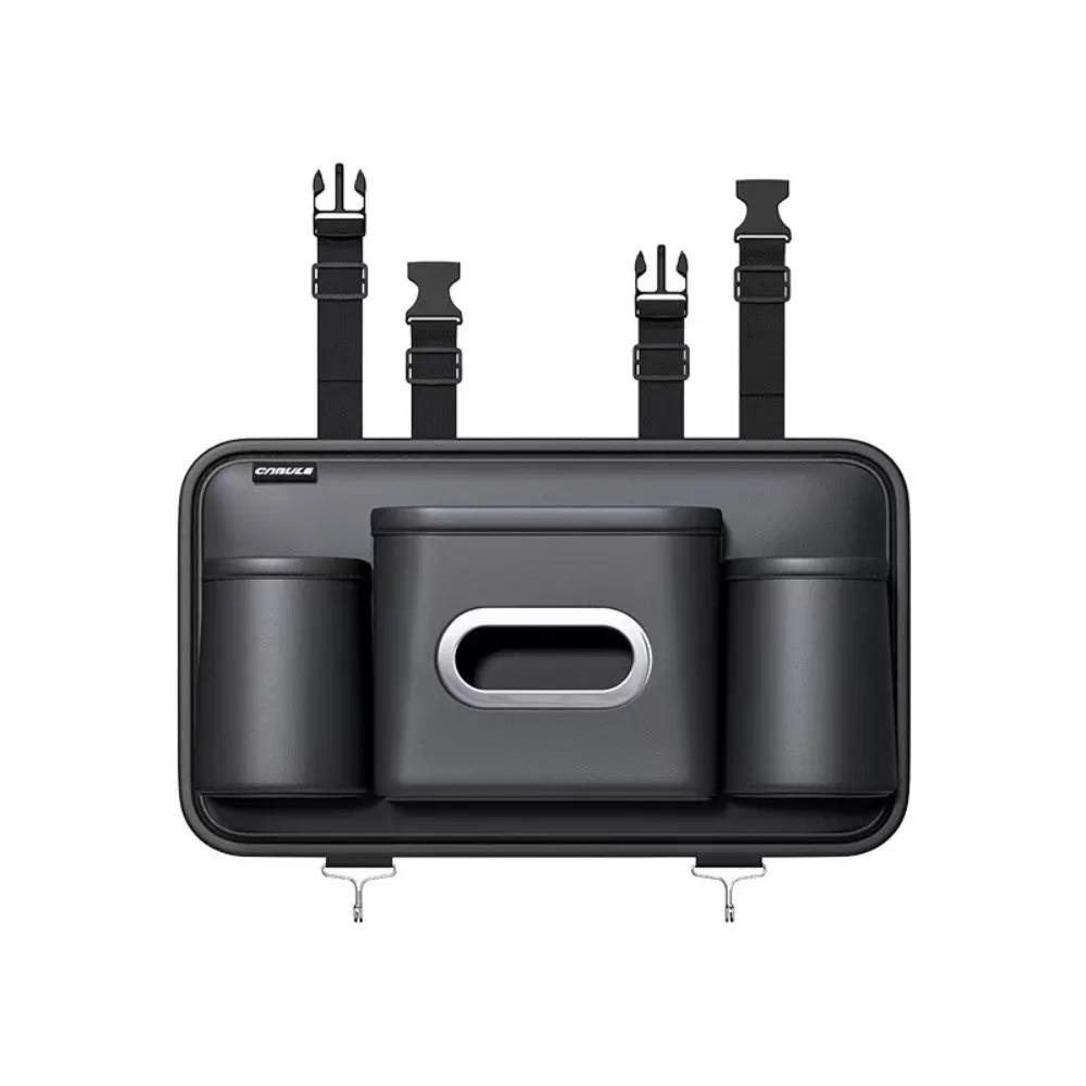 Leather Car Backseat Cup Holder Tissue Box Storage Bag Paper Napkin Organizer Luxury Quick Release Buckle Water Cup Pockets