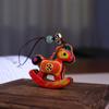 Traditional Horse Keychain Wooden Zodiac Key Ring Chinese Style Mobile Phone Chain  New Year Gift