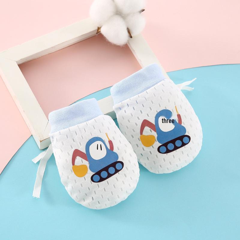 Дышащие перчатки из ледяного шелка от царапин для новорожденных, мягкий манжет, 0-6 месяцев, Защита для рук