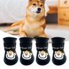 4Pcs Pet Rain Boots Monkey Print Waterproof Lightweight Cartoon Pattern Fastener Tape Dog Shoes for Outdoor